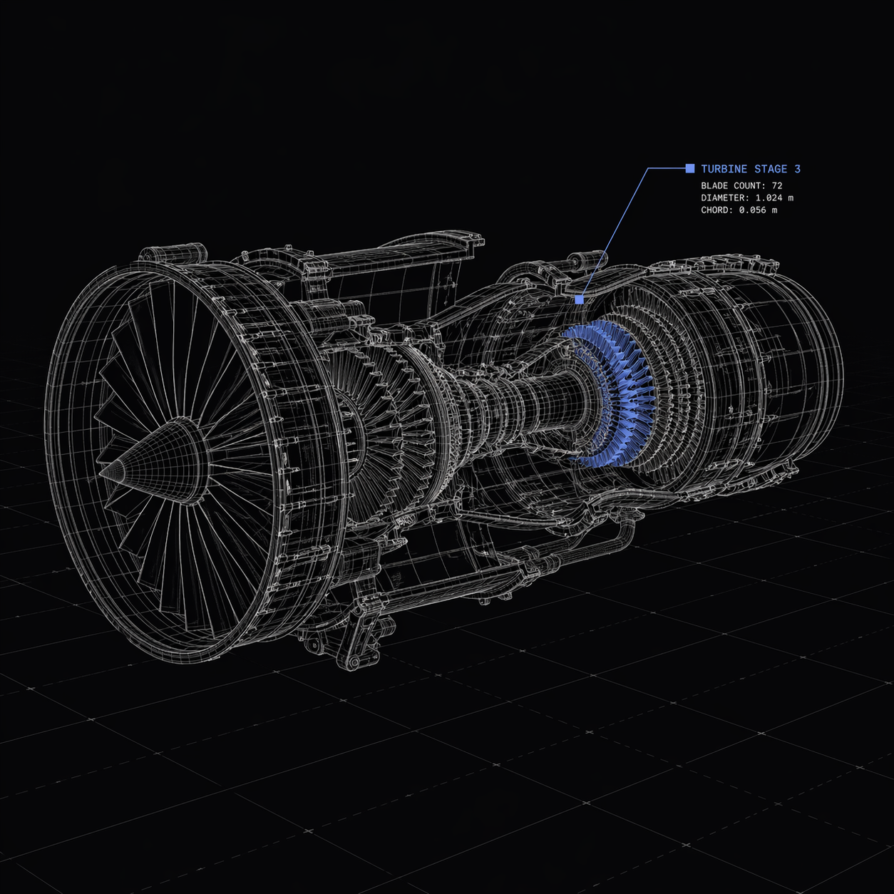 GeoForge AI turbine geometry wireframe evidence